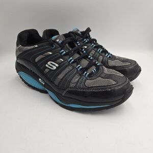 Skechers Shape-Ups Toning Sneakers Black Blue Womens 9.5 Y2K Fitness Roll Bridge